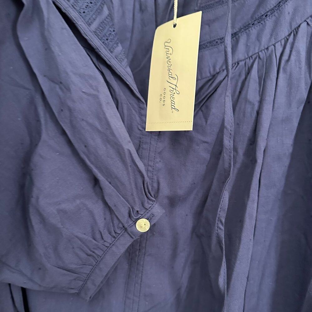 Universal Thread Blue Peasant Top Prairie Blouse Cottagecore Shirt Size M - Picture 4 of 10